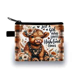 Women's Highland Cow Print Wallet One Size Brown Black